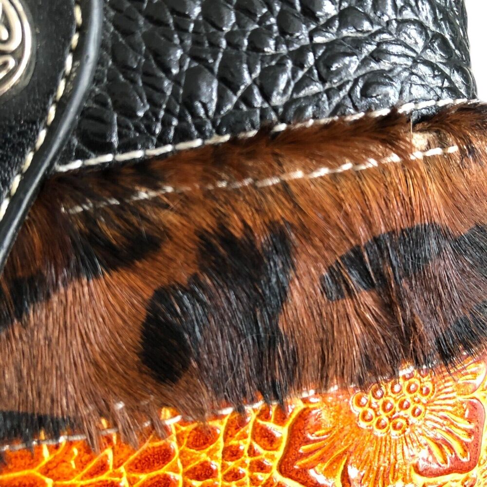 Brighton Western Animal Print Leather Wallet with Silver Heart‎ Accent $225 - Picture 6 of 13